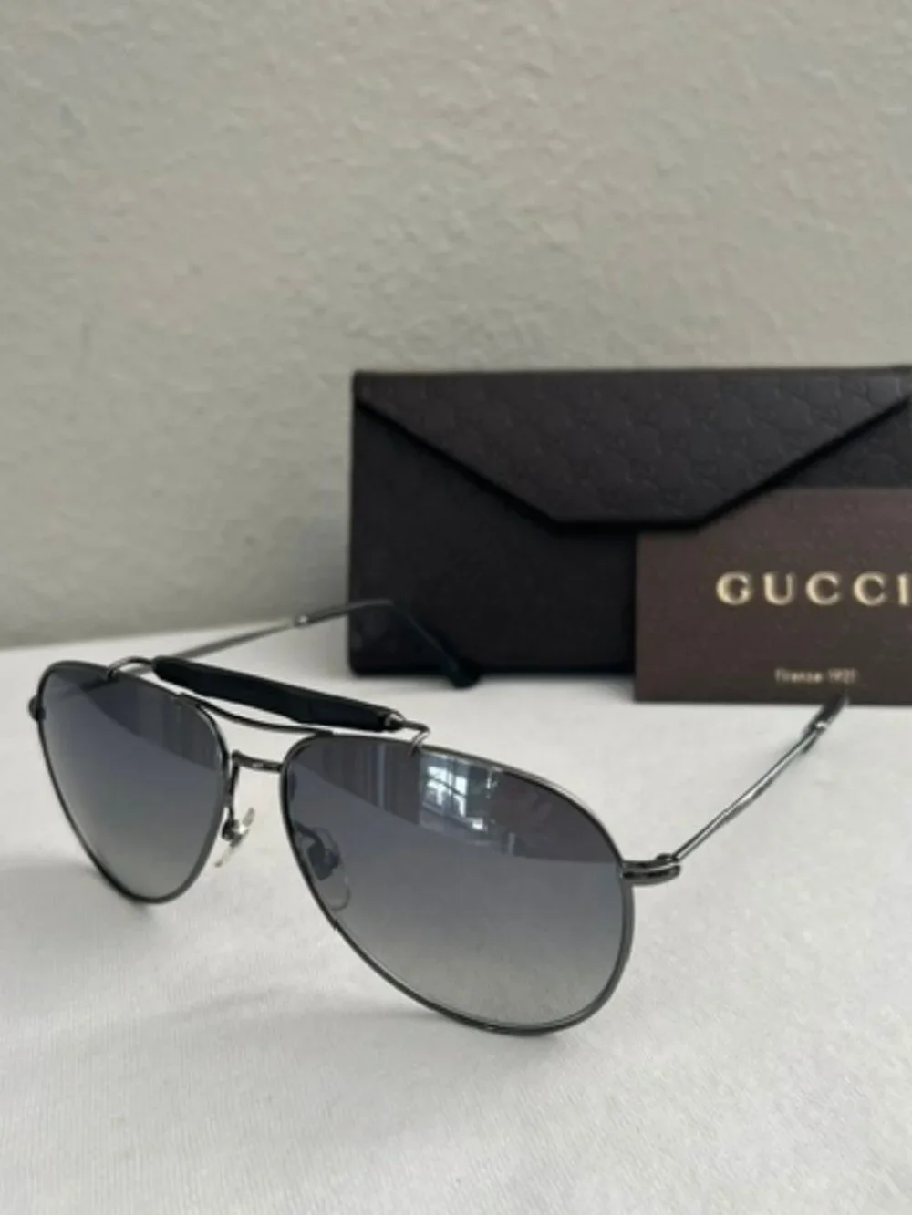 Gucci Silver Gradient Aviator Sunglasses